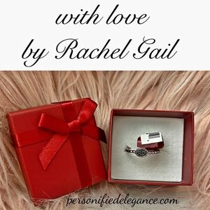 With Love by Rachel Gail Genuine Black Diamond Sterling Silver Ring Size 8